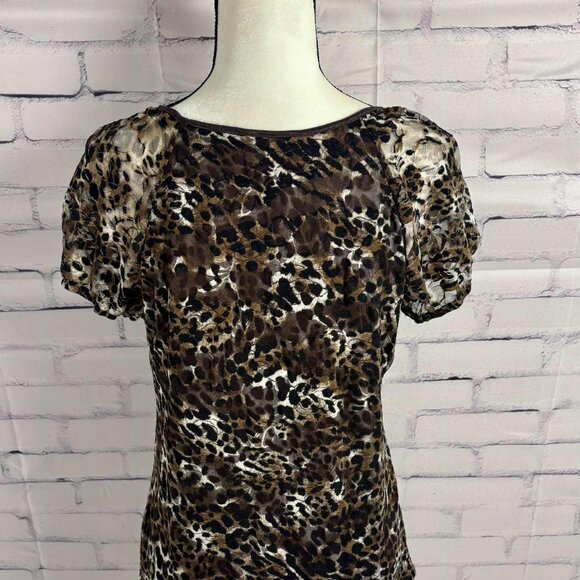 🐆 AB Studio Leopard Print Mesh Corset-Style Top – Size XL - Picture 4 of 8